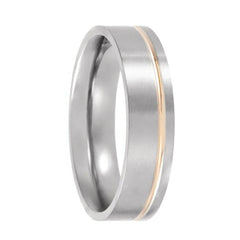 Rose Gold Asymmetrical Grooved Titanium Men's Wedding Band