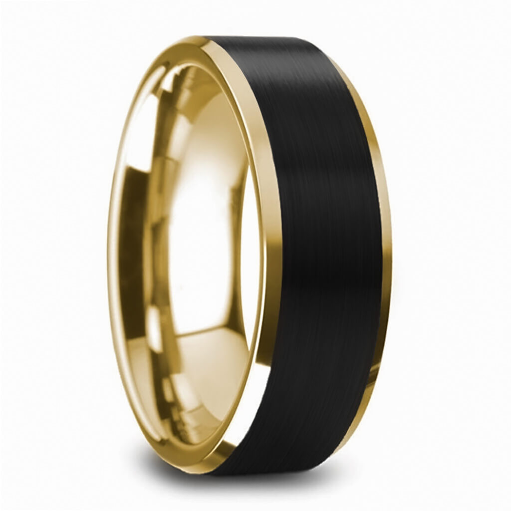 Black Stripe Original Impon Gold Ring For Men Shop Online FR1028
