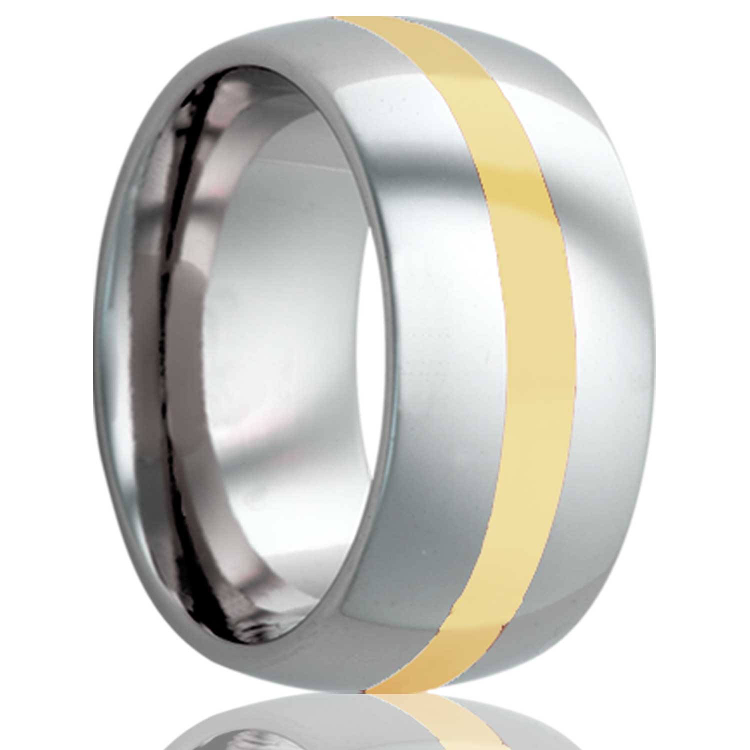 Yellow Gold, Wood Inlay, Diamond and Ruby Men's Wedding Band – www