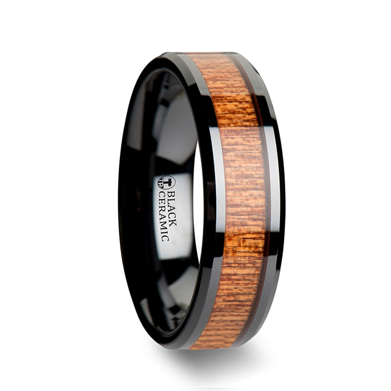 The Moonshine, Wood Inlay Mens Wedding Band