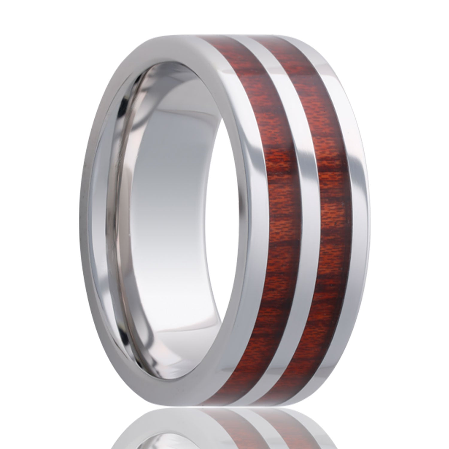 The Moonshine, Wood Inlay Mens Wedding Band