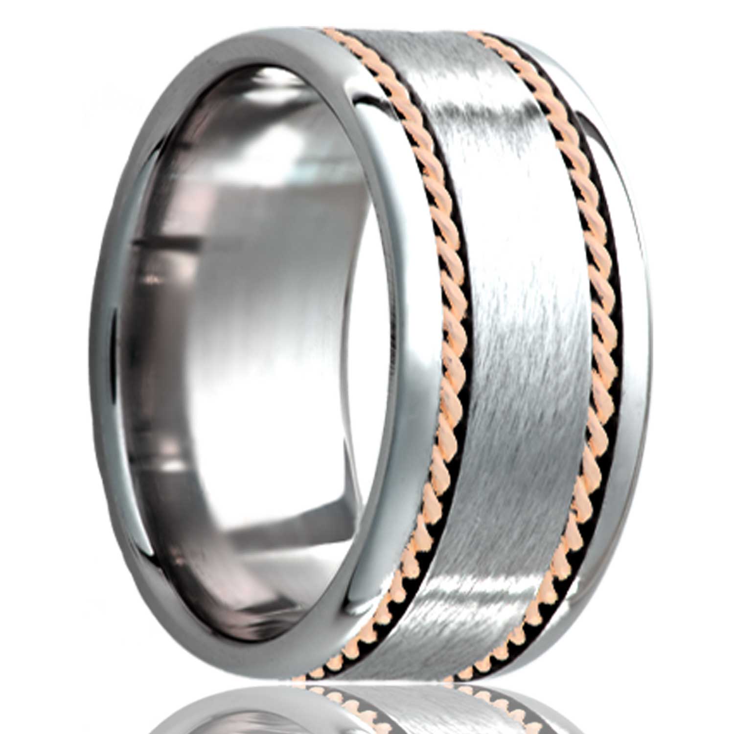 Tungsten Men's Wedding Band with Braided Gold Rope Inlay