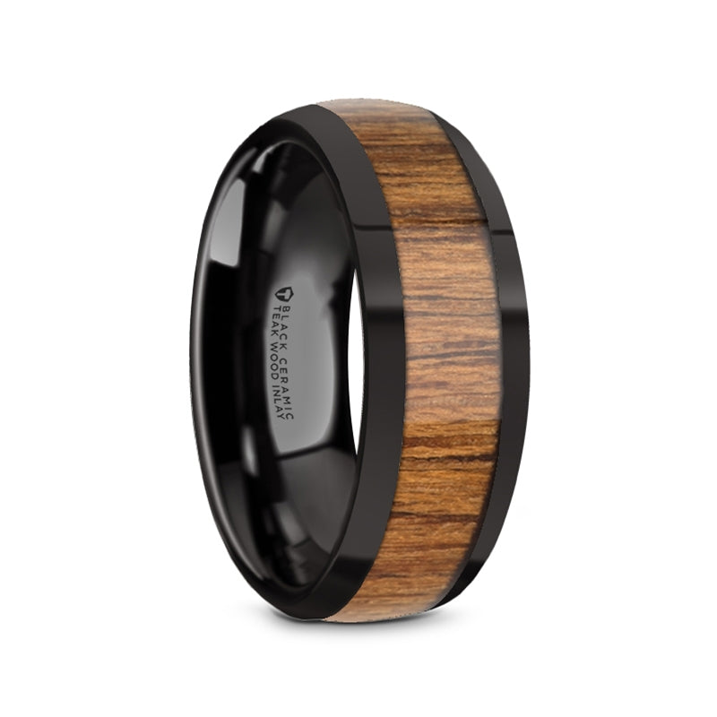 The Moonshine, Wood Inlay Mens Wedding Band