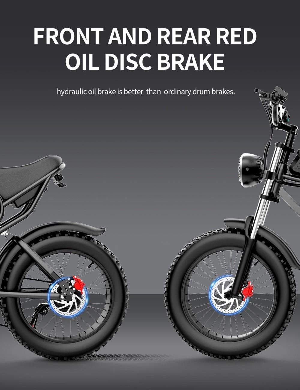 Ridstar Q20 ebike front and rear red oil disc brakes
