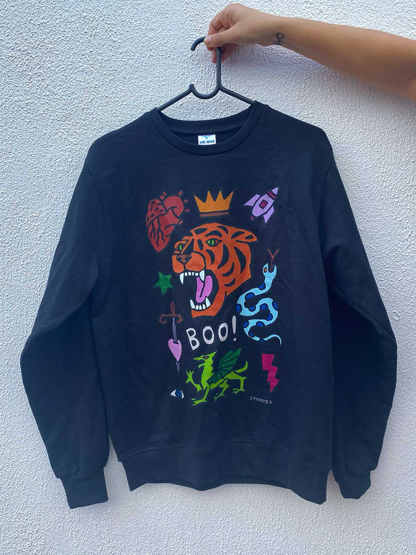 'BOO! The Tiger and the Dragon' - JP Meyer sweatshirt in black