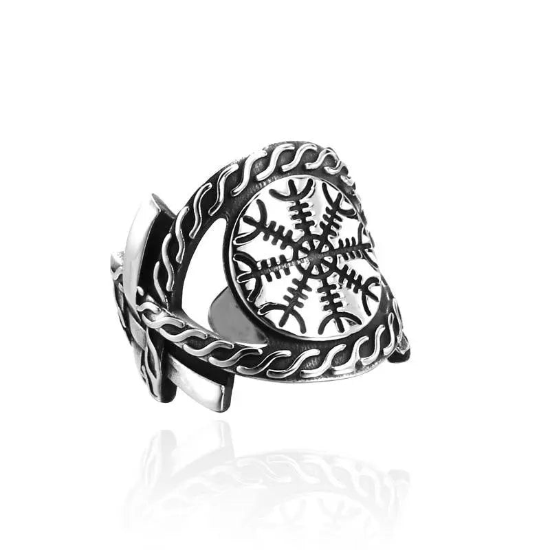 Viking Helm of Awe Compass Ring