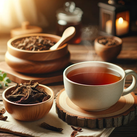 在舒適的環境中喝抽筋樹皮茶。