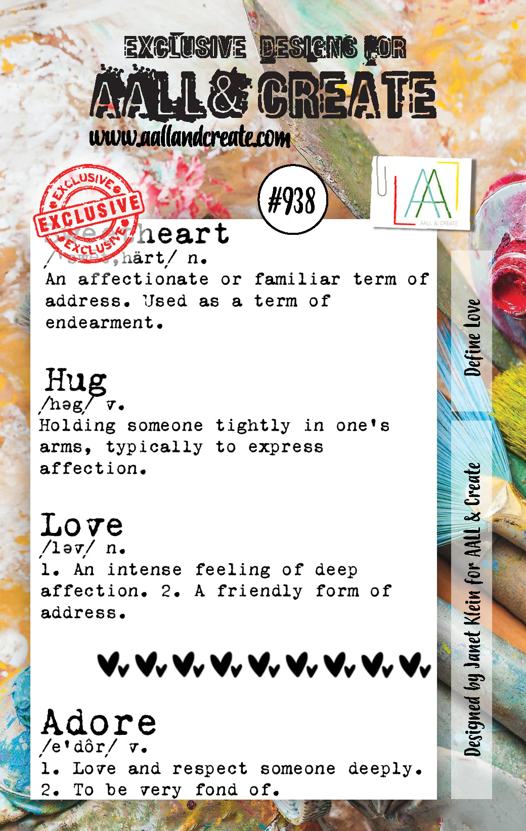 A7 - Define Love - AALL and Create - Designer Janet Klein - Clear Stamp Set - #938