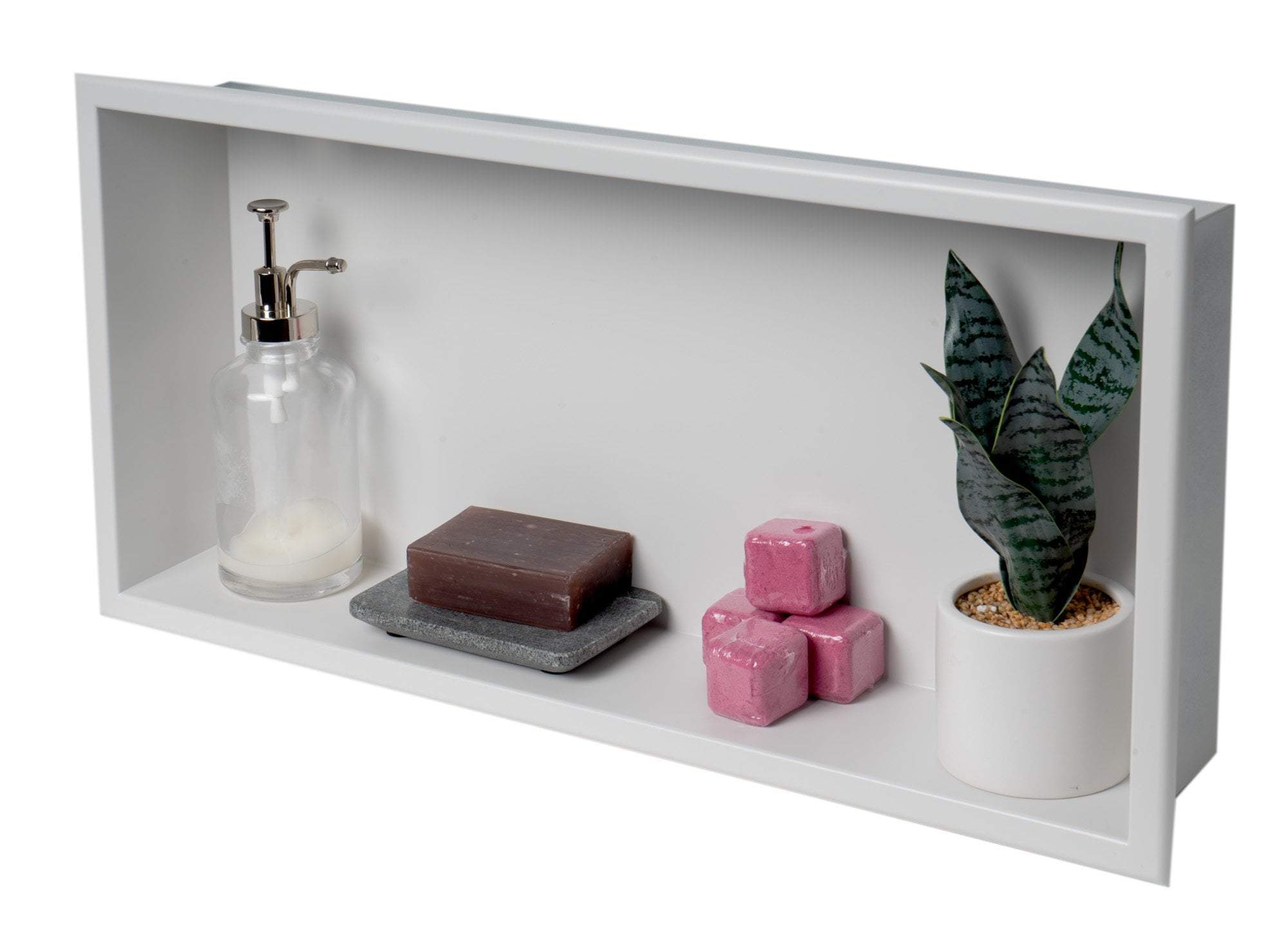 ALFI brand 24 x 12 White Matte Stainless Steel Horizontal Single Shelf -  Luxury Bath Collection