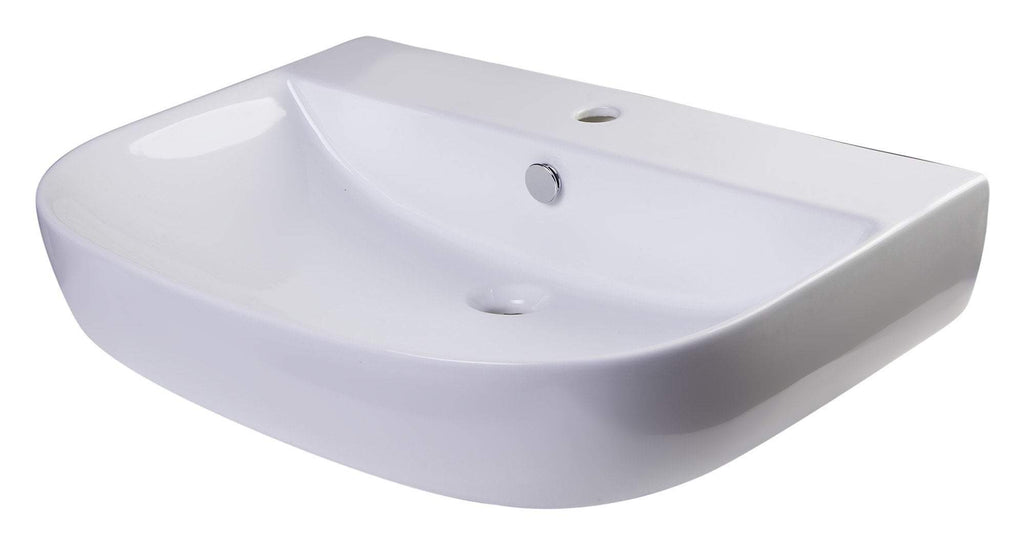 28 White D Bowl Porcelain Wall Mounted Bath Sink