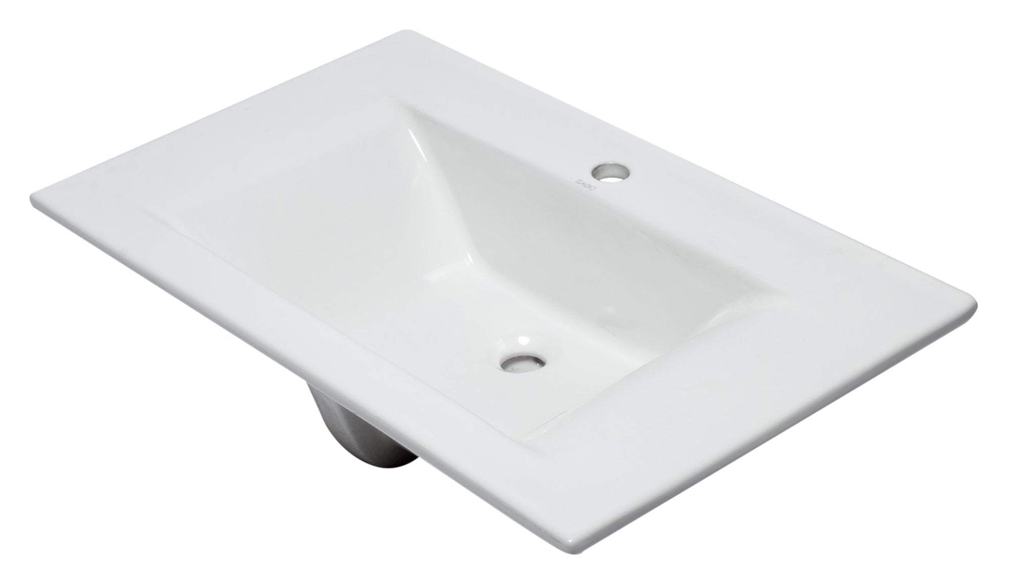 White Ceramic 32x19 Rectangular Drop In Sink Luxury Bath Collection