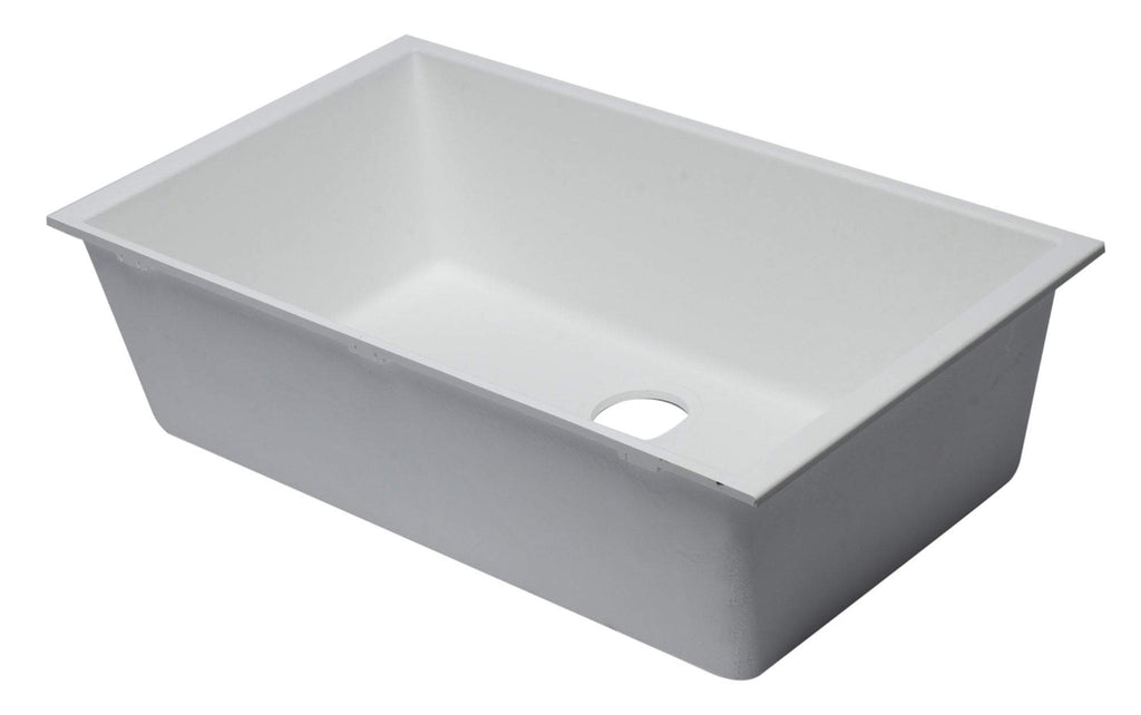 White 33 Single Bowl Undermount Granite Composite Kitchen Sink