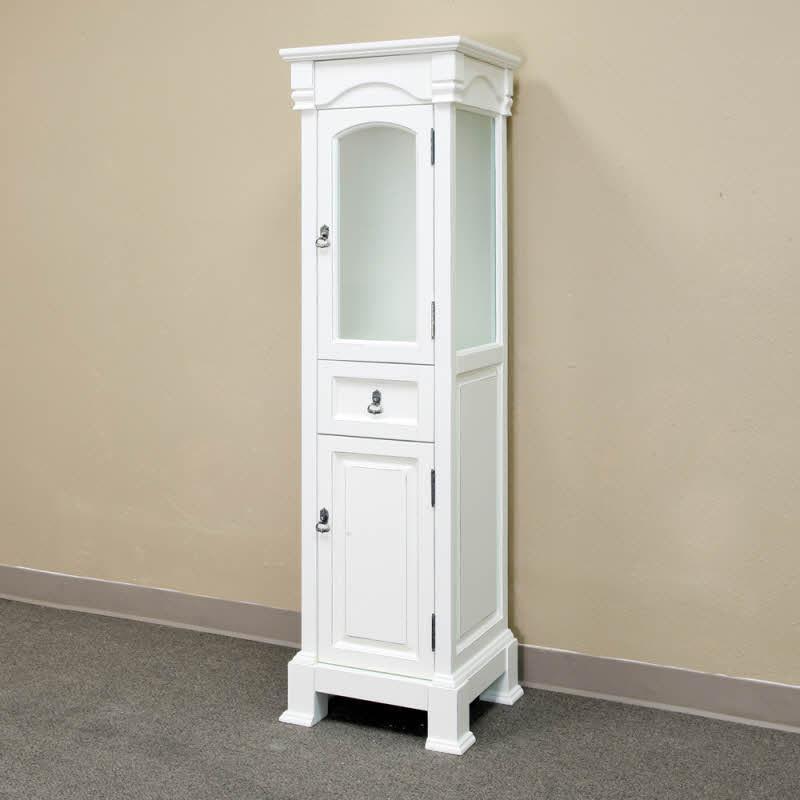 Bellaterra 65 H Linen Cabinet Solid Wood Cream White Luxury