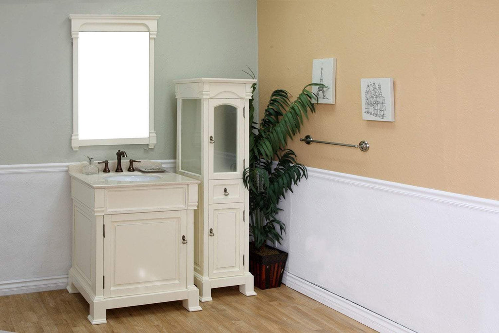 30 Single Sink Vanity Solid Wood Cream Finish Cream Marble