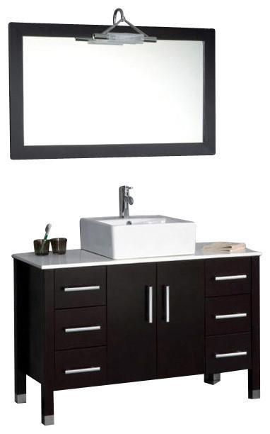 Cambridge Plumbing - 8119BXL - 71 Solid Wood & Glass Double Vessel Sink  Vanity Set with Polished Chrome Faucets