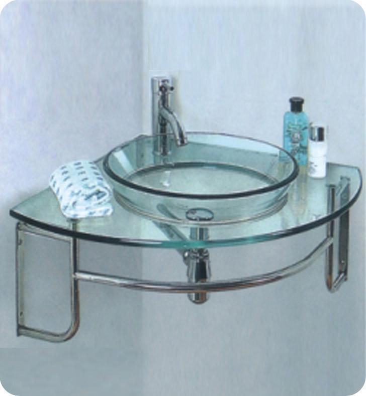 Fresca Ordinato 24 Corner Mount Modern Glass Bathroom Vessel Sink Vanity