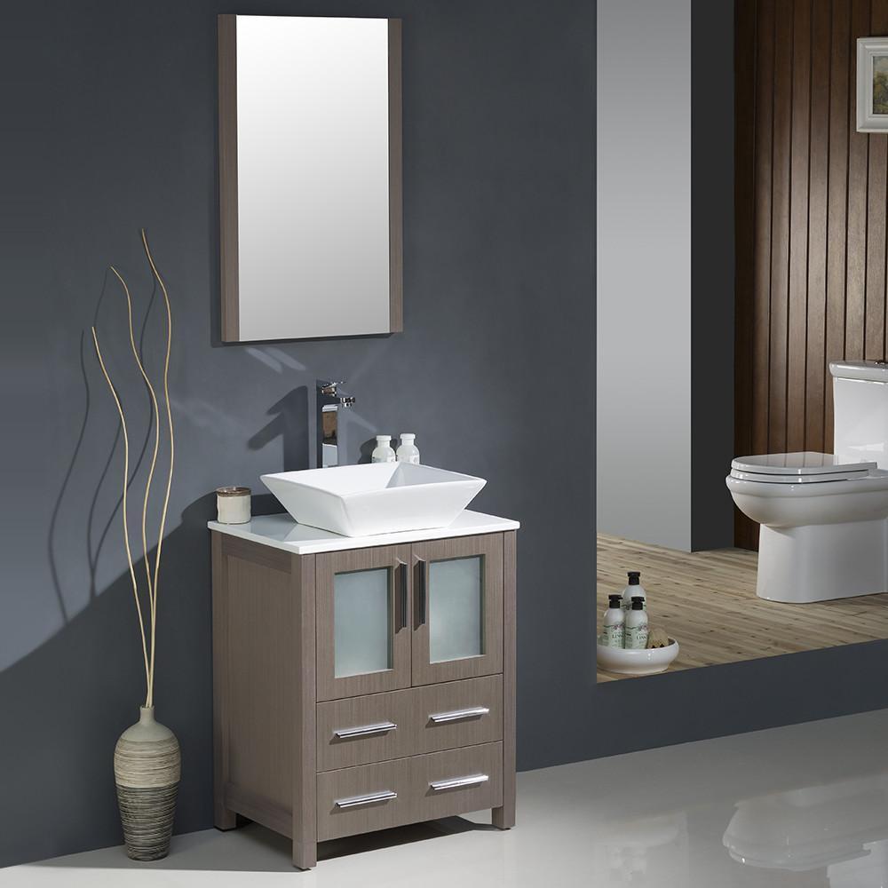 Fresca Torino 24 Gray Oak Modern Bathroom Vanity W Vessel Sink