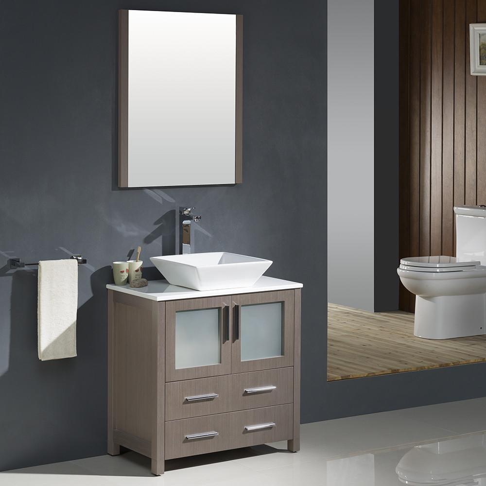 Fresca Torino 30 Gray Oak Modern Bathroom Vanity W Vessel Sink