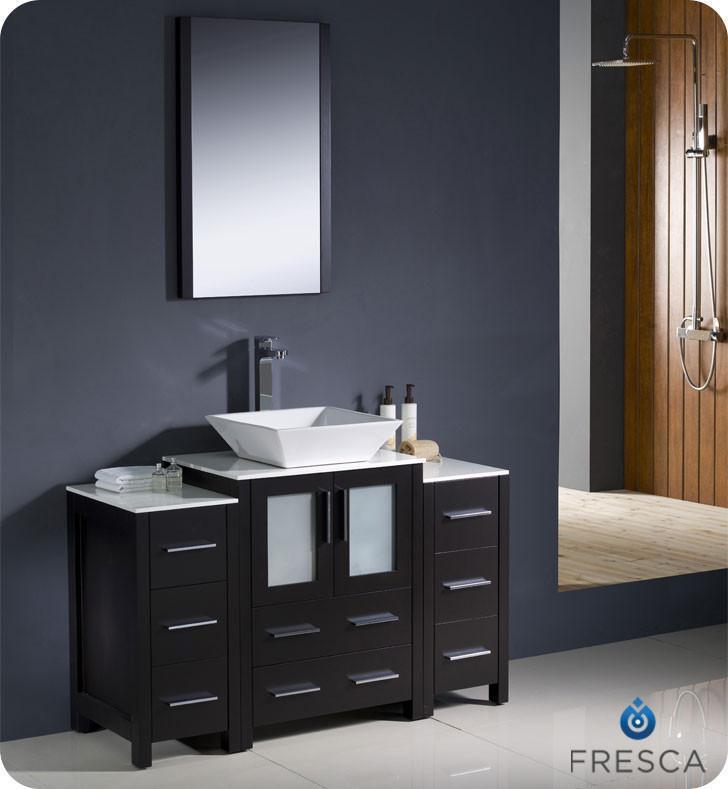 Fresca Torino 48 Espresso Modern Bathroom Vanity W 2 Side Cabinets Vessel Sink