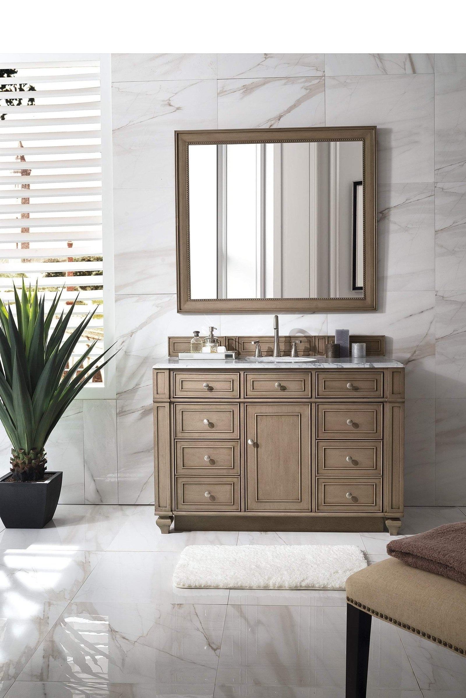 Portland 48 Single Bathroom Vanity in Whitewashed Walnut