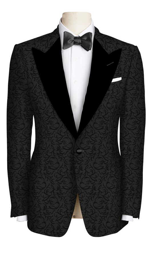 Dinner Jacket Black on Black Applique 2 979-03 – Maison De Haj LLC