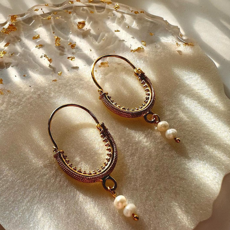 Croatian Earrings in Gold and Pearls