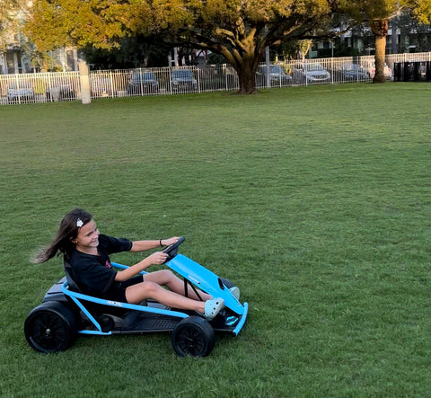 blanca on a go kart