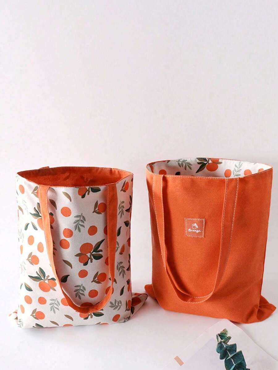 Chic Korean Style Double-Sided Linen Tote - Versatile Large Capacity Shoulder Bag for Shopping and Storage