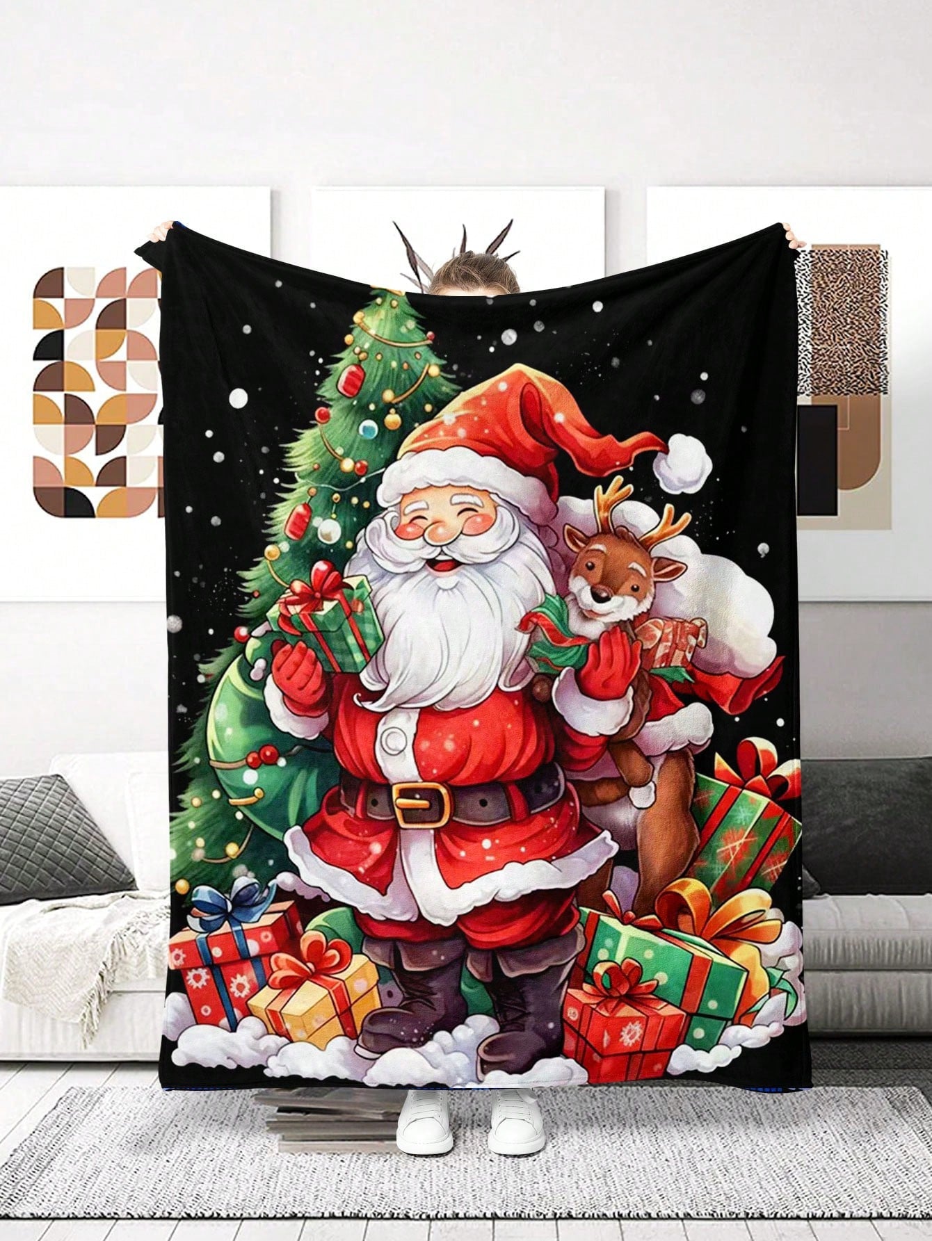 Cozy Santa Claus Plush Blanket: Perfect Year-Round Gift Idea for Home and Travel