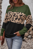 Online-clothing-casual-leopard-split-joint-contrast-o-neck-tops