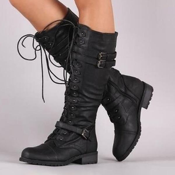 autumn-winter-vintage-flat-lace-up-mid-calf-boots
