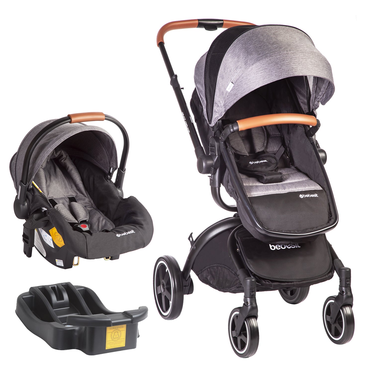 Cochecito Bebé Premium Baby Paseo Travel System Con Huevito Color Gris  oscuro