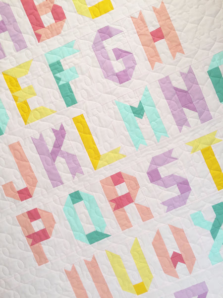 Patchwork Alphabet Quilt Blocks - pastel