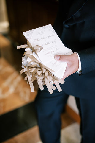 Wedding Program Booklets with Silk Ribbon Bows