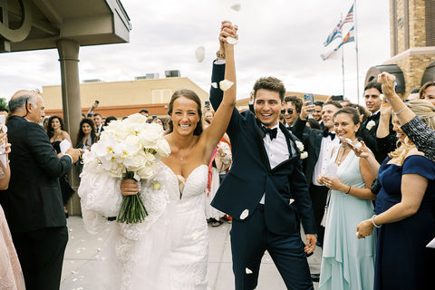Happy newlyweds just after Greek Wedding Ceremony