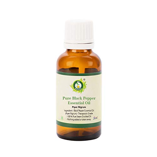 Black Pepper Essential Oil | Piper Nigrum | Black Pepper Oil | For Hair | For Massage | For Skin | 100% Pure Natural | Steam Distilled | Therapeutic Grade | 5ml | 0.169oz By R V Essential