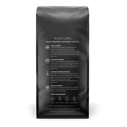 "Black Label" Dark Roast Whole Bean Coffee, Strongest coffee in the world with Highest Caffeine, Lab Tested, USDA Certified Organic (80)
