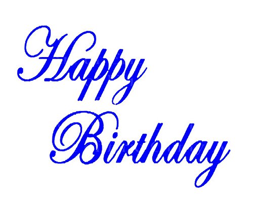 1/2 Sheet - Blue Happy Birthday Script - Edible Cake/Cupcake Party Topper - D22473