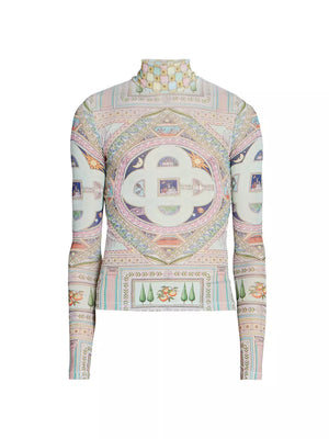 CASABLANCA LE LABYRINTHE PRINTED MESH TOP - TheLuxeLend