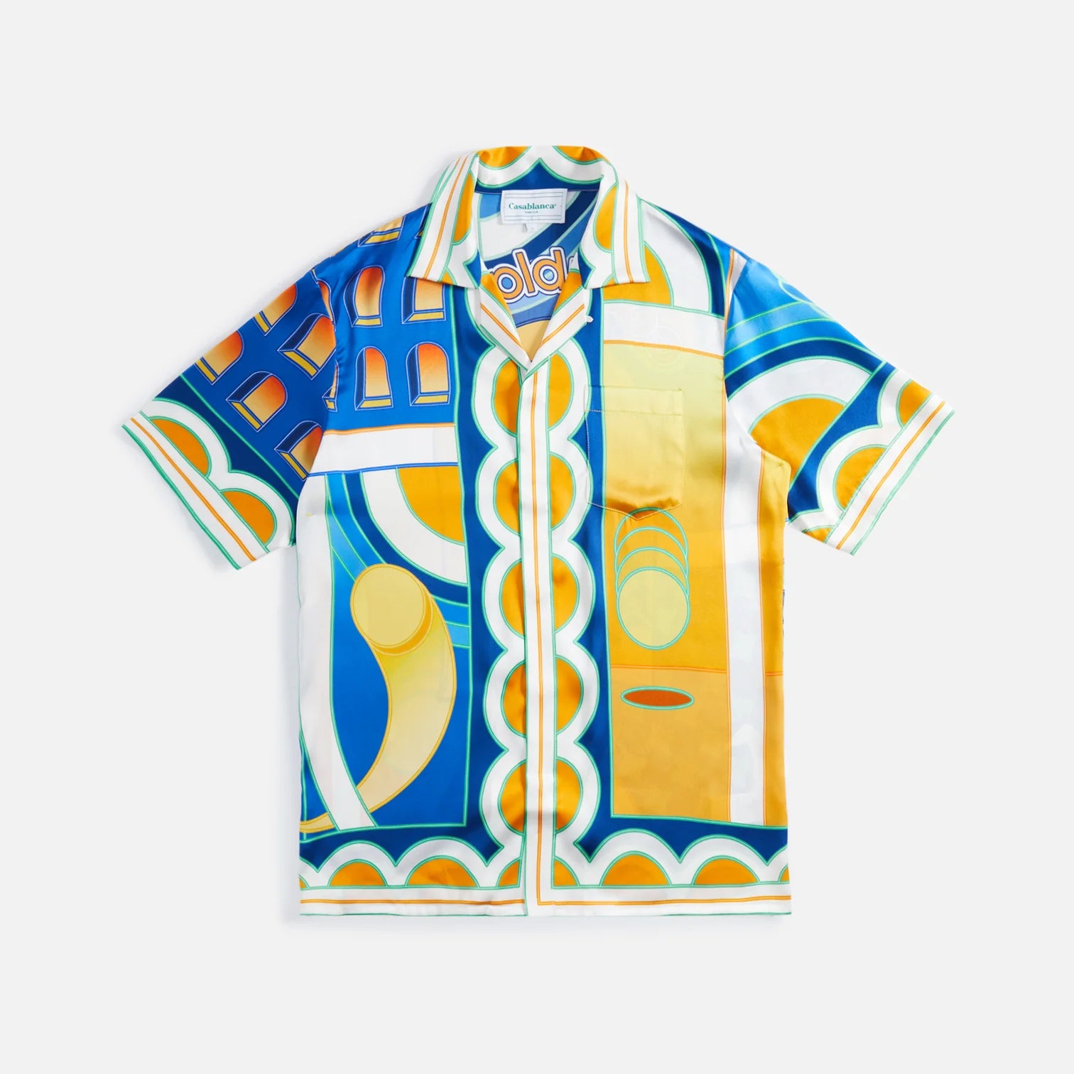 CASABLANCA CUBAN COLLAR SHORT SLEEVE SILK SHIRT