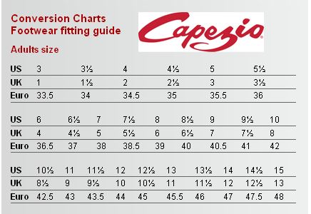 capezio hanami size chart