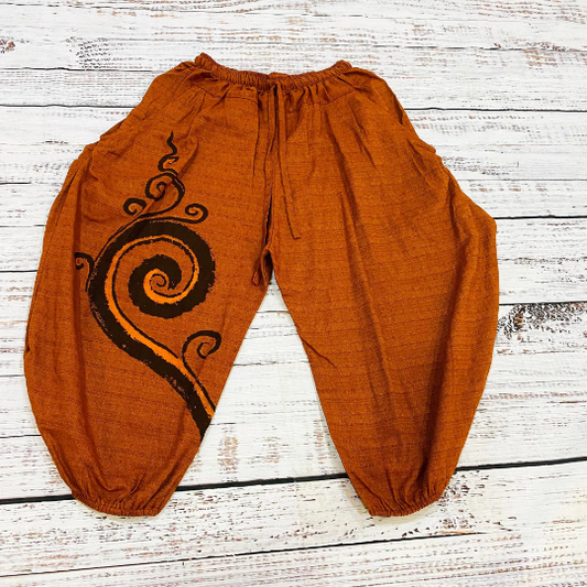 Unisex Cotton Pant with Spiral Prints, Harem Pants, Yoga Pants