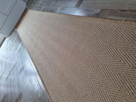 Jute herringbone carpet stair runner