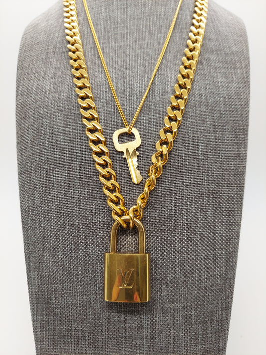 Louis Vuitton Lock & Key Charm Necklace – Just Gorgeous Studio