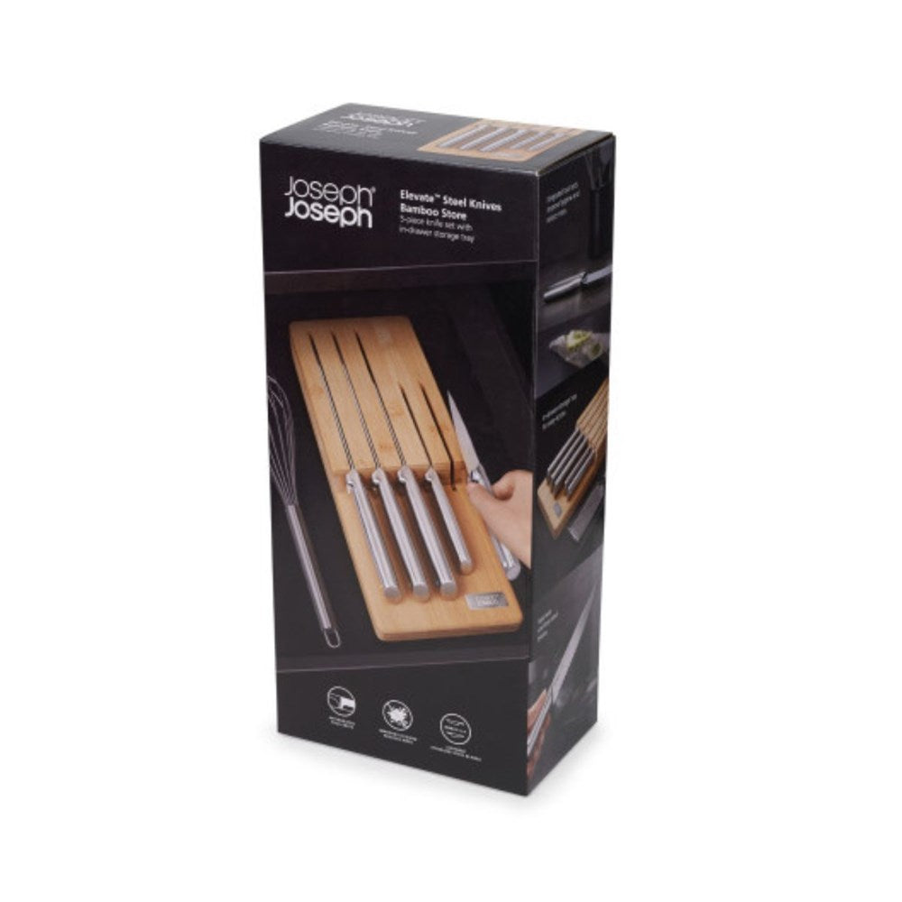 Joseph Joseph Elevate Steel Knives with Bamboo In Draw Storage Tray - 5 Piece Set