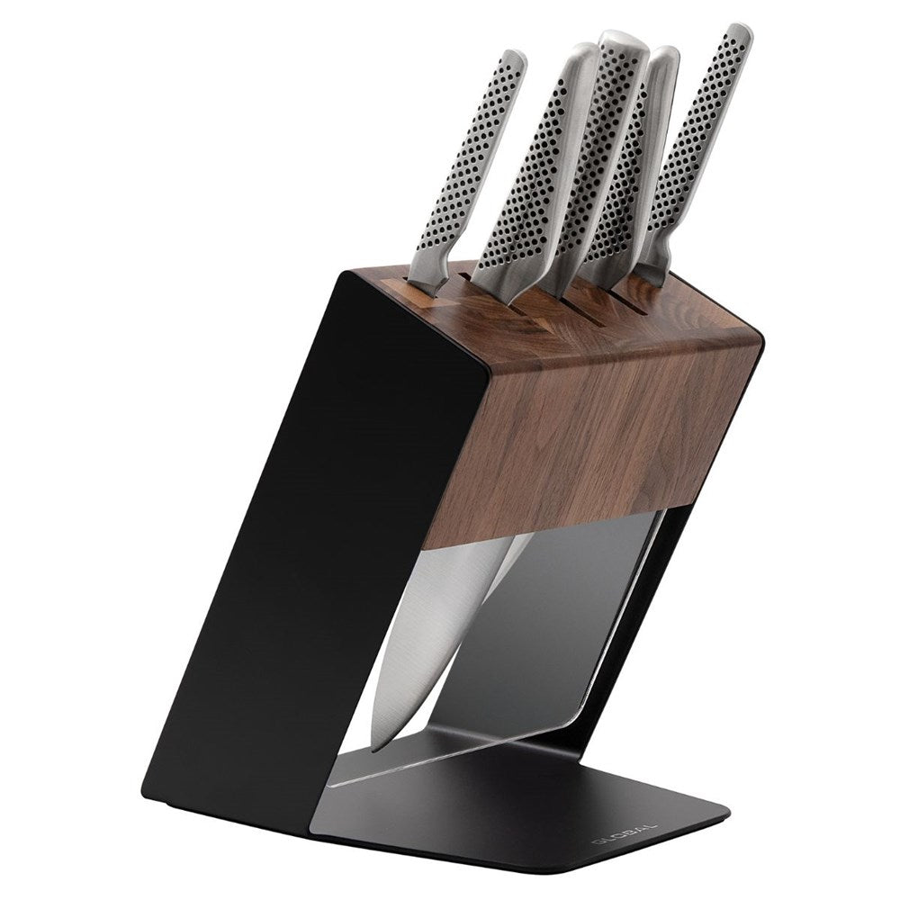 Global Katana Knife Block Walnut - 6 Piece