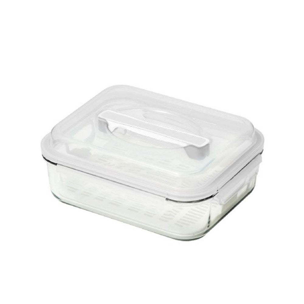 Glasslock Handy Food Container with Marinating Tray - 2000ml