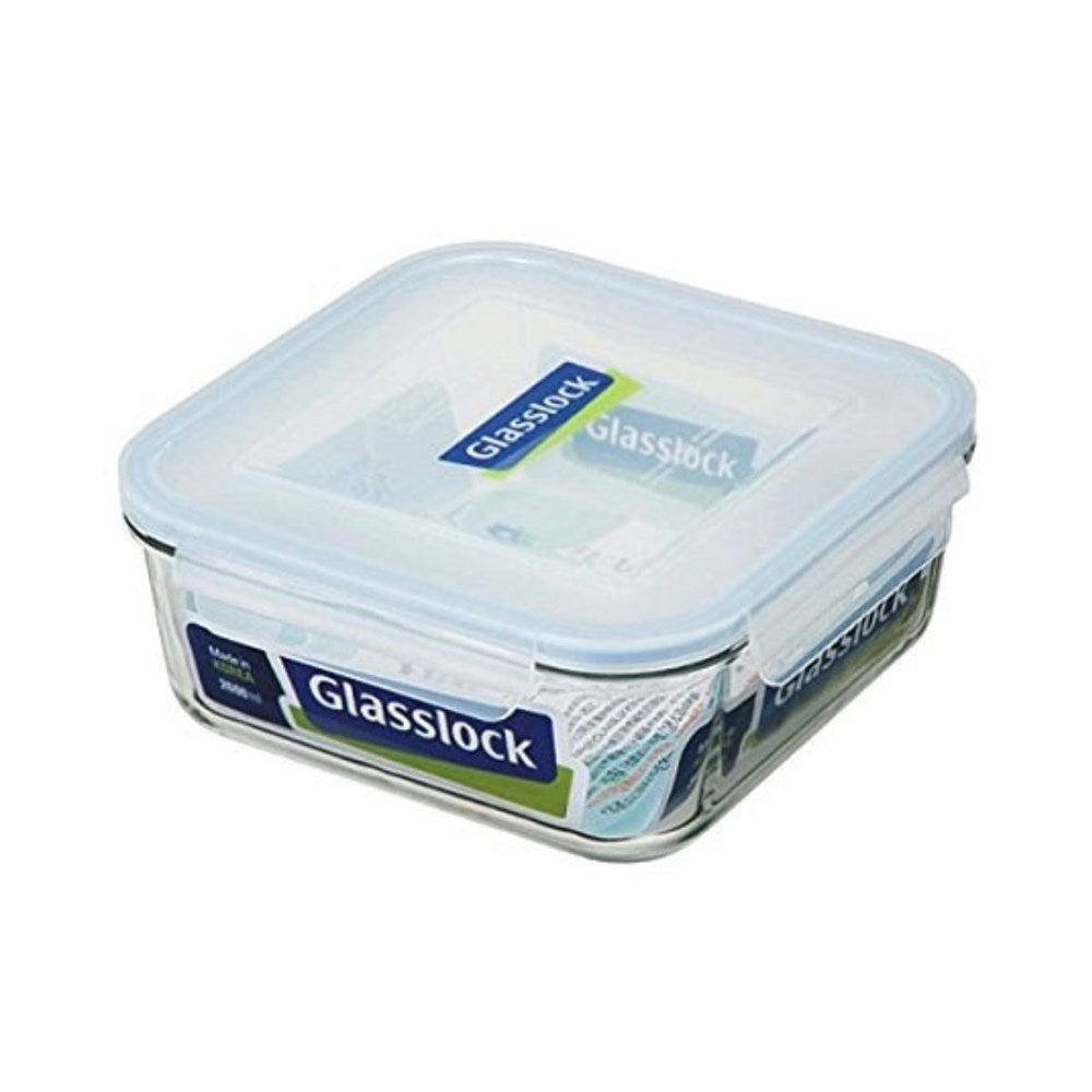 Glasslock Square Tempered Glass Food Container - 2600ml