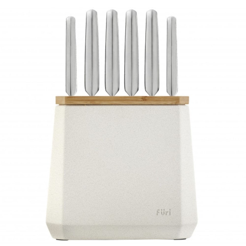 Furi Stone Knife Block Snow Terazzo Set - 7 Piece