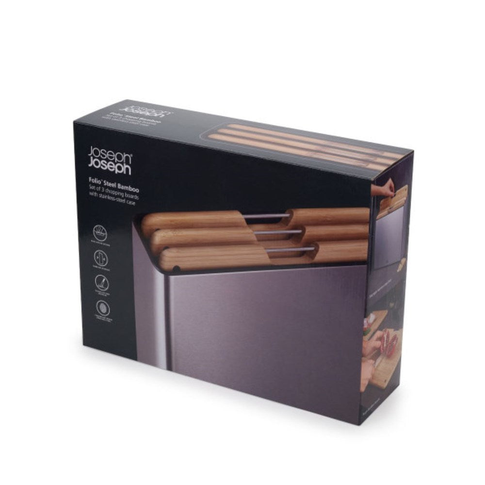 Joseph Joseph Folio Steel Bamboo Board Set - 3 Piece